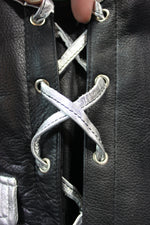 OnF Leather Bar Vest - Black with Silver Highlights