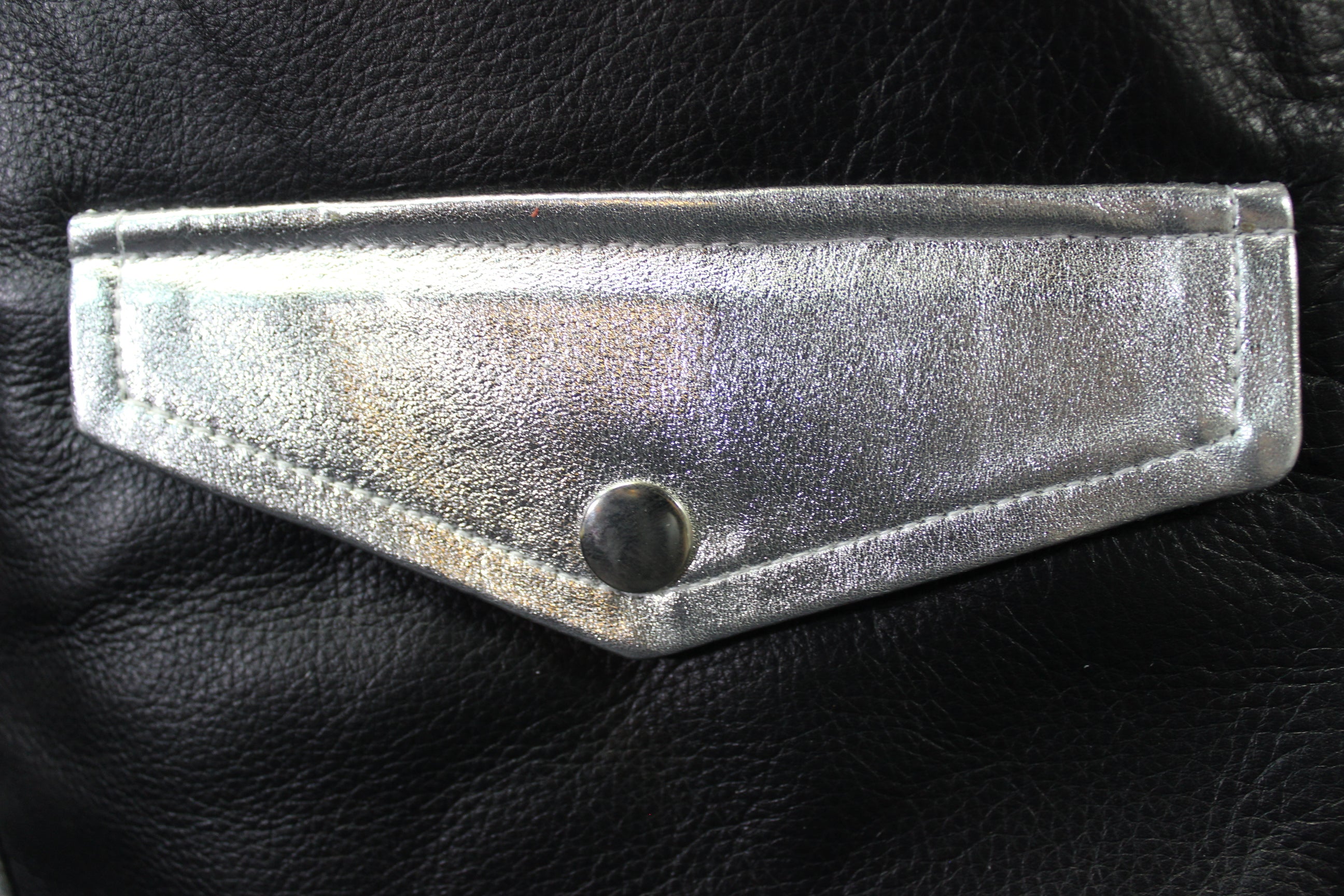 OnF Leather Bar Vest - Black with Silver Highlights