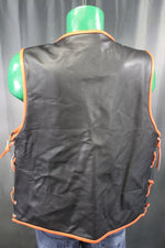 Gilet de bar en cuir OnF - Noir avec reflets orange