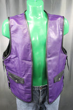 Gilet de bar en cuir OnF - Violet avec reflets noirs