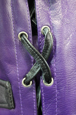 Gilet de bar en cuir OnF - Violet avec reflets noirs