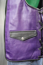 Gilet de bar en cuir OnF - Violet avec reflets noirs