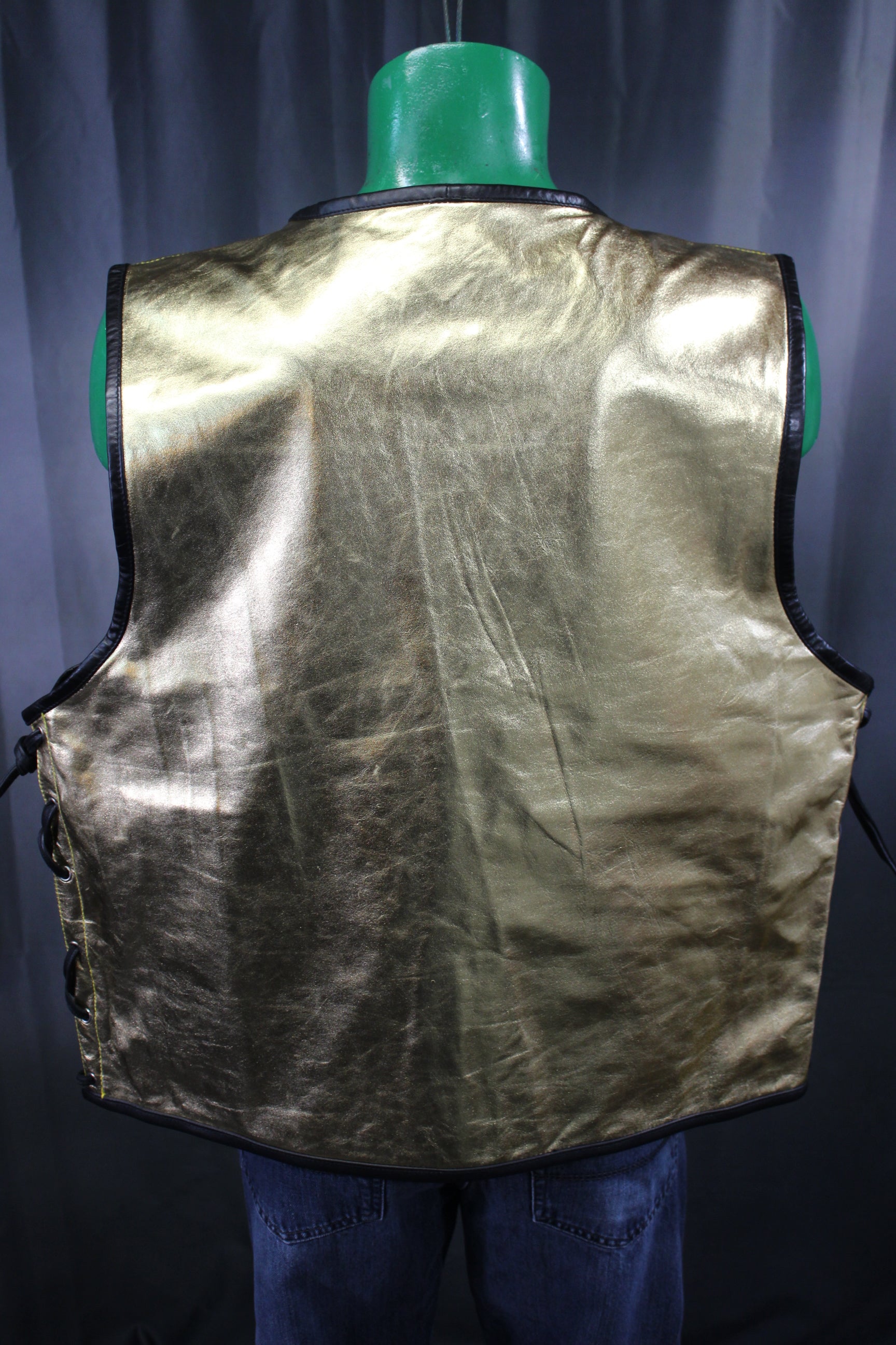 OnF Leather Bar Vest - Gold with Black Highlights