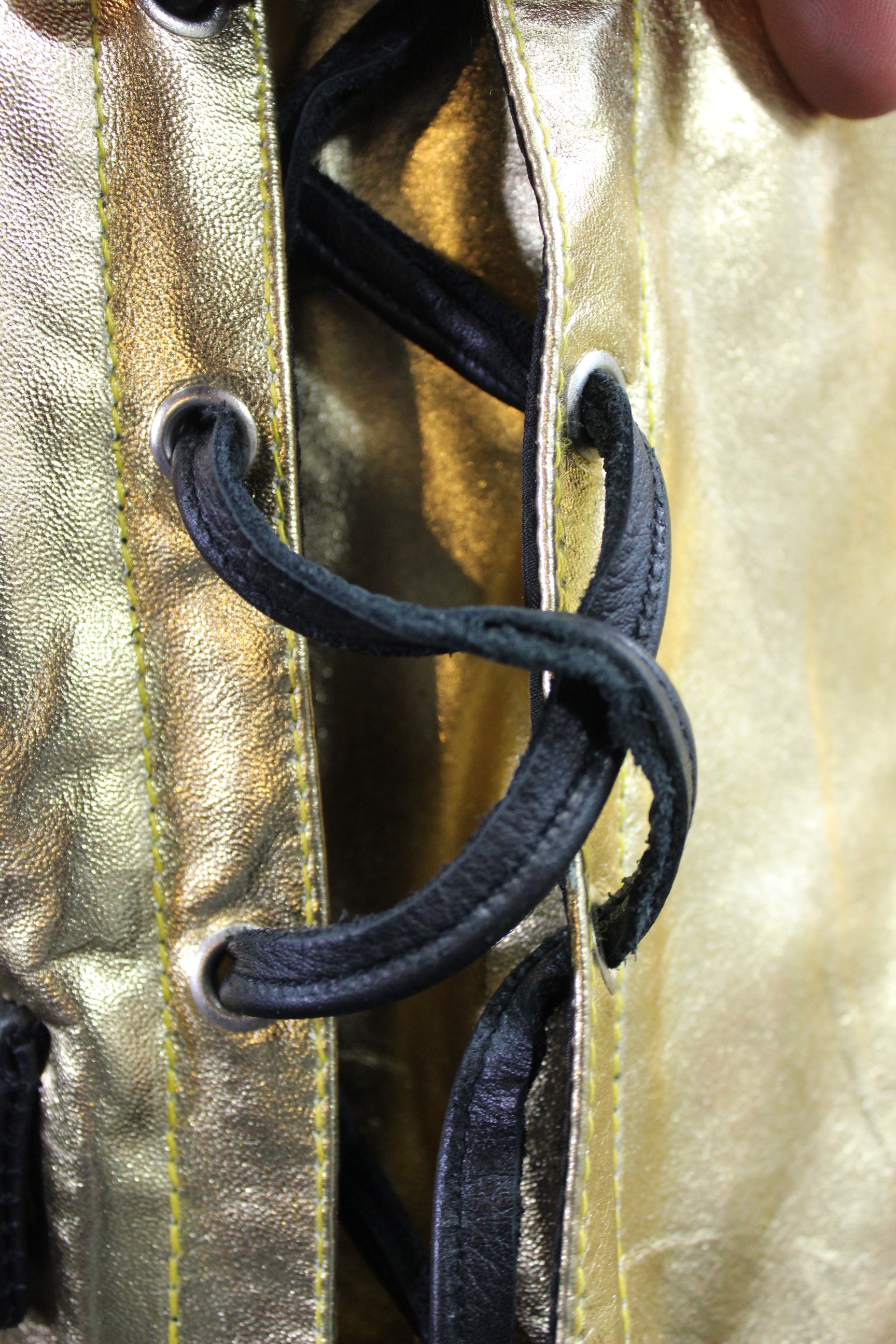 OnF Leather Bar Vest - Gold with Black Highlights