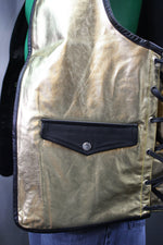 OnF Leather Bar Vest - Gold with Black Highlights