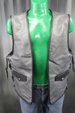 OnF Leather Bar Vest - Grey with Black Highlights