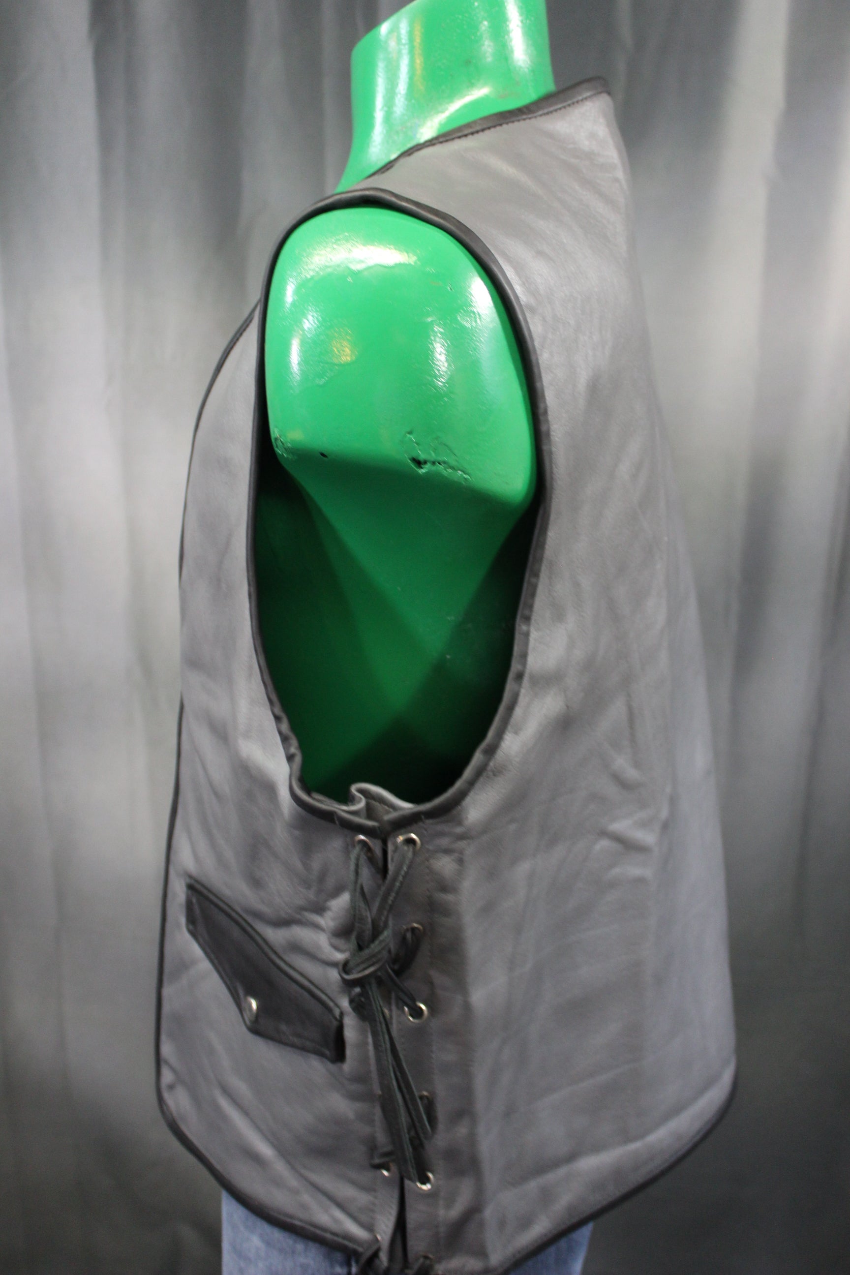 OnF Leather Bar Vest - Grey with Black Highlights