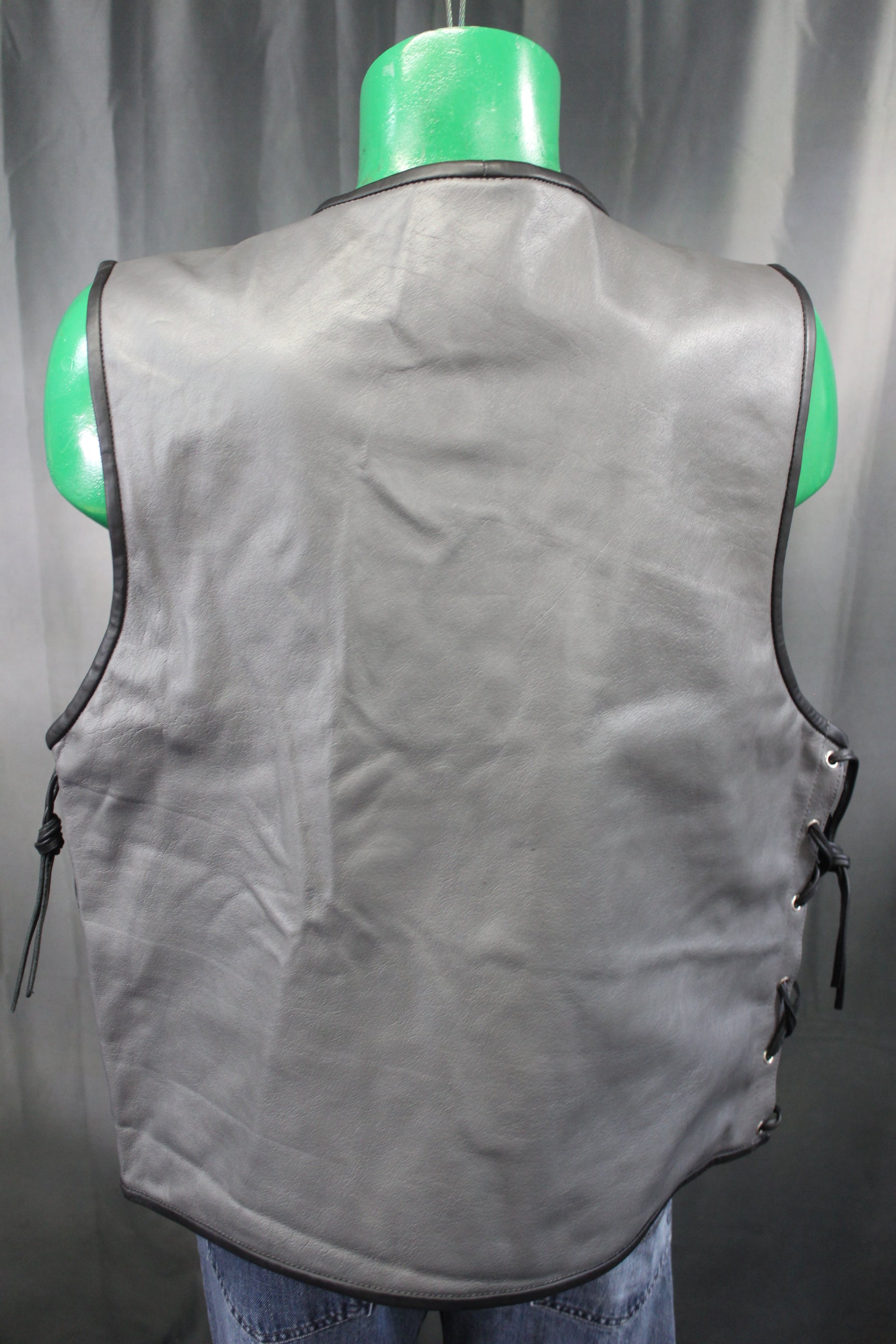 OnF Leather Bar Vest - Grey with Black Highlights