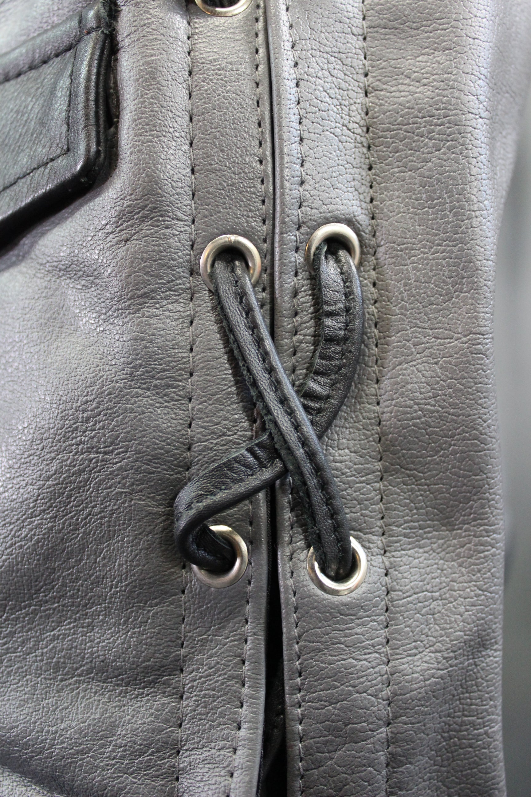 OnF Leather Bar Vest - Grey with Black Highlights