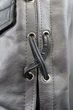 OnF Leather Bar Vest - Grey with Black Highlights