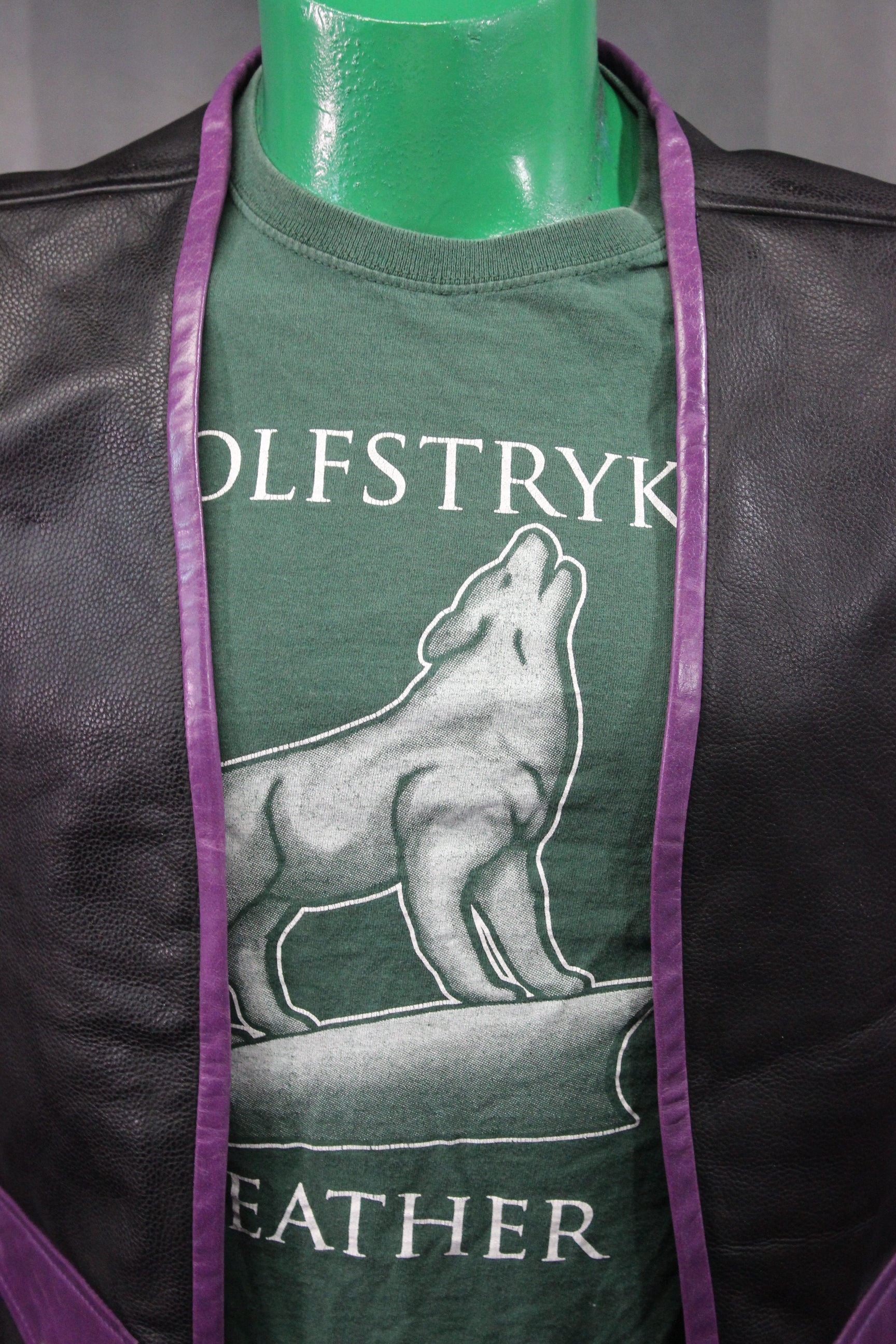 OnF Leather Bar Vest - Black with Purple Highlights