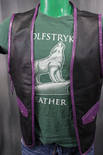 OnF Leather Bar Vest - Black with Purple Highlights