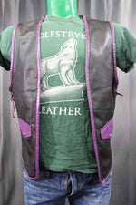 OnF Leather Bar Vest - Black with Purple Highlights