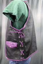 OnF Leather Bar Vest - Black with Purple Highlights