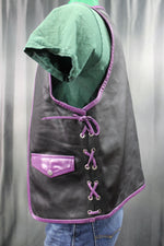 OnF Leather Bar Vest - Black with Purple Highlights