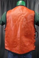 Gilet de bar en cuir OnF - Orange avec reflets noirs