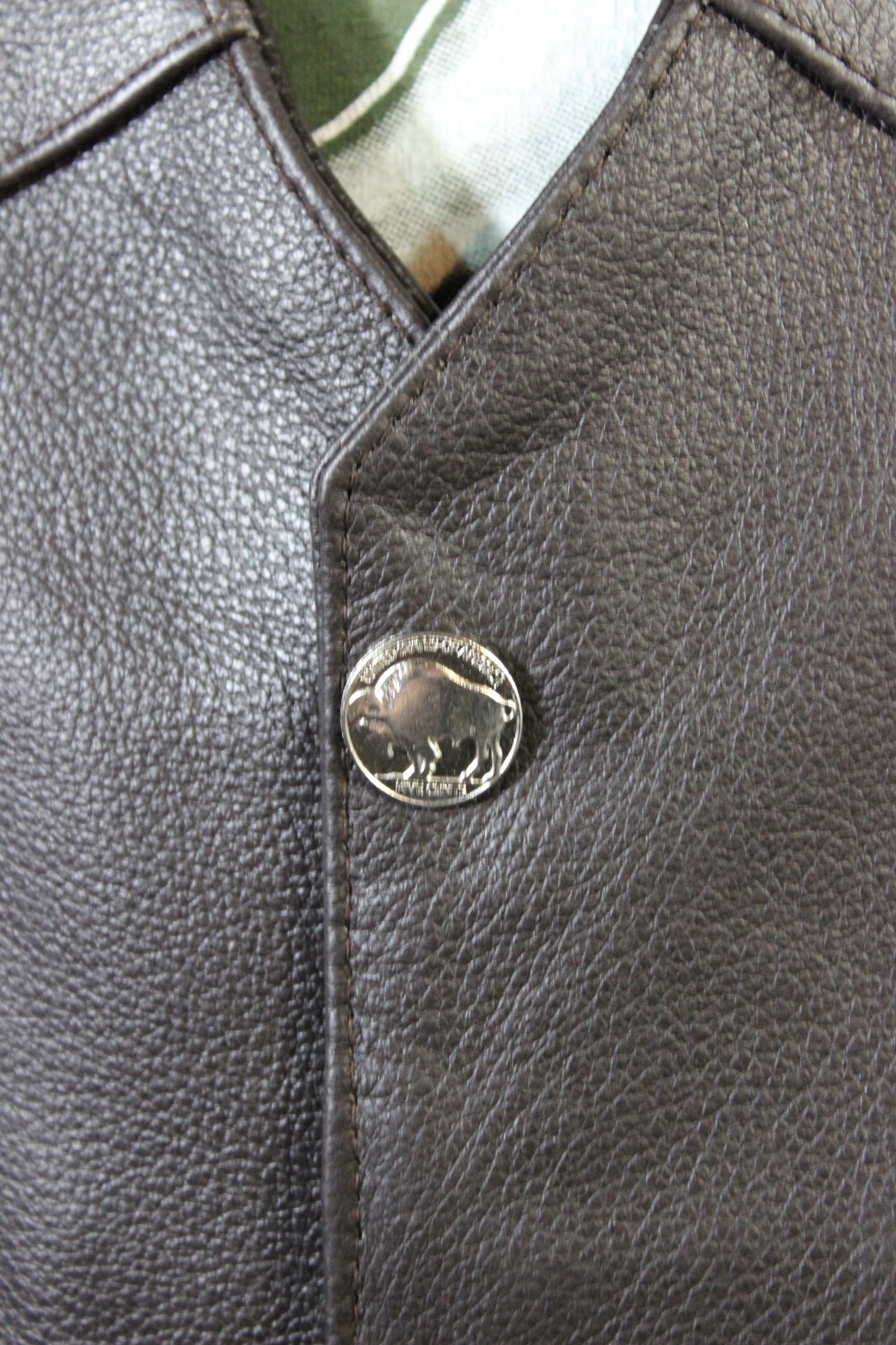 Gilet western en cuir de bison OnF - Marron foncé