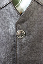 OnF Bison Leather Western Vest - Dark Brown