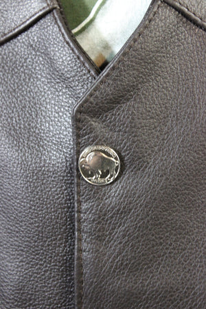 Gilet western en cuir de bison OnF - Marron foncé