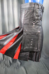 OnF Leather Kilt in Black with Red Pleats