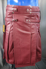 OnF Leather Kilt in Solid Burgundy