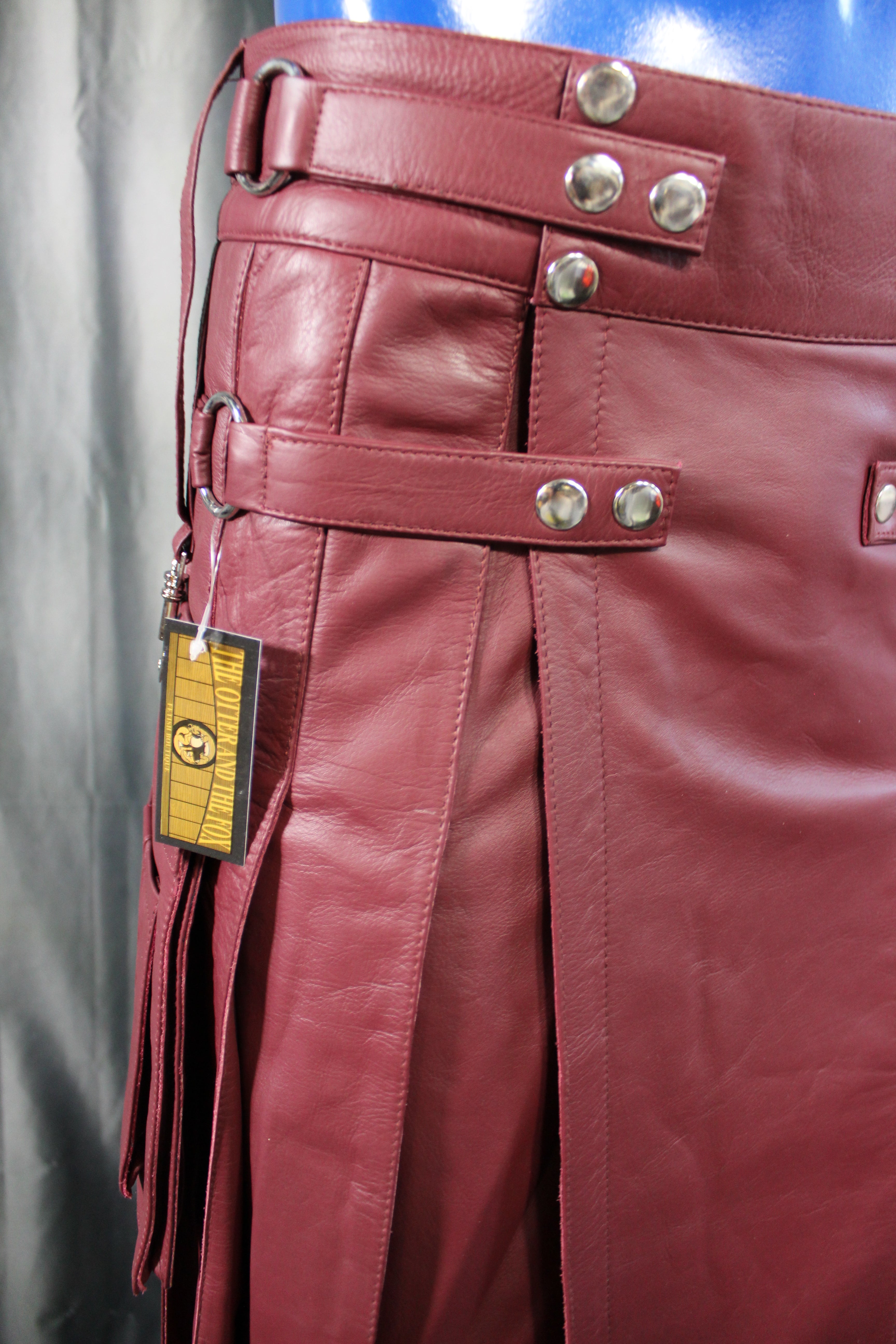 OnF Leather Kilt in Solid Burgundy