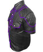 Camisas de cuero OnF en negro con reflejos morados