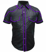 Camisas de cuero OnF en negro con reflejos morados
