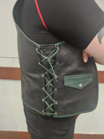 OnF Leather Bar Vest - Black with Hunter Green Highlights
