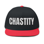 INTO: CHASTITY Embroidered Flat Bill Cap – Kink Hat for Caged Subs, Keyholder Dynamics & Erotic Denial Enthusiasts