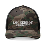 Locktober LockedBoy Caged Unit Camo Snapback Cap – Olive, Brown, and Black Camo Styles Embroidery | Outdoor Adventure Cap, Hunting Gear, Casual Wear, Gift for Dad.