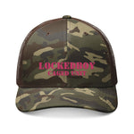 PINK Locktober LockedBoy Caged Unit Camo Snapback Cap – Olive, Brown, and Black Camo Styles Embroidery | Outdoor Adventure Cap, Hunting Gear, Casual Wear, Gift for Dad.