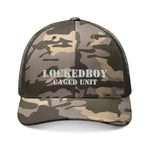 Locktober LockedBoy Caged Unit Camo Snapback Cap – Olive, Brown, and Black Camo Styles Embroidery | Outdoor Adventure Cap, Hunting Gear, Casual Wear, Gift for Dad.