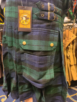 Kilt tartan à carreaux vert chasseur/bleu marine par KiltedBros