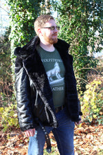 Black Leather and Fur Jacket by Otter and The Fox