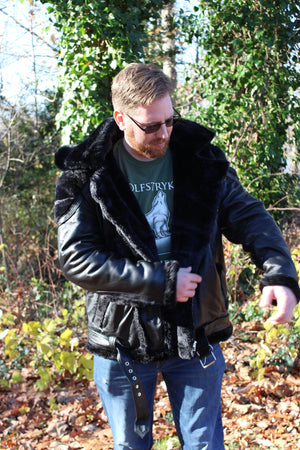 Black Leather and Fur Jacket by Otter and The Fox