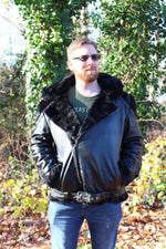 Black Leather and Fur Jacket by Otter and The Fox