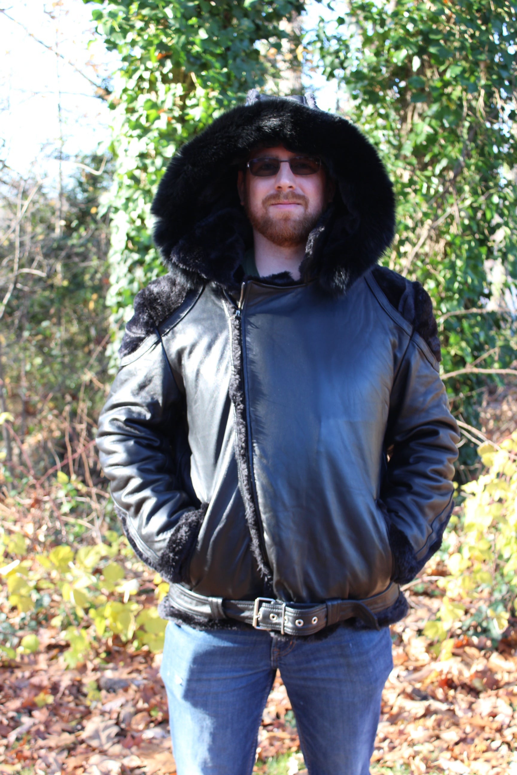 Black Leather and Fur Jacket by Otter and The Fox