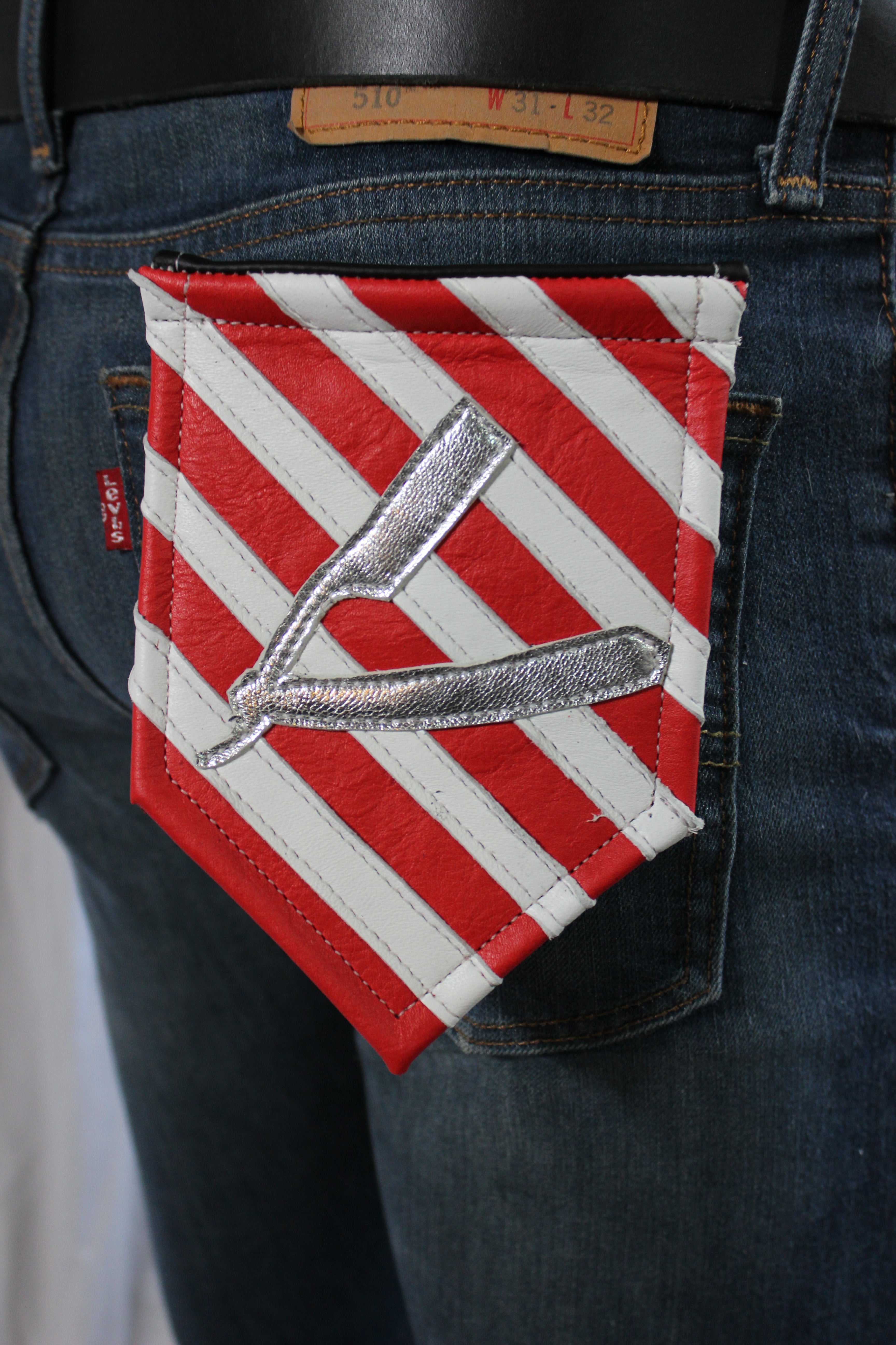 Metallic Leather Barber Fetish Pocket Flags