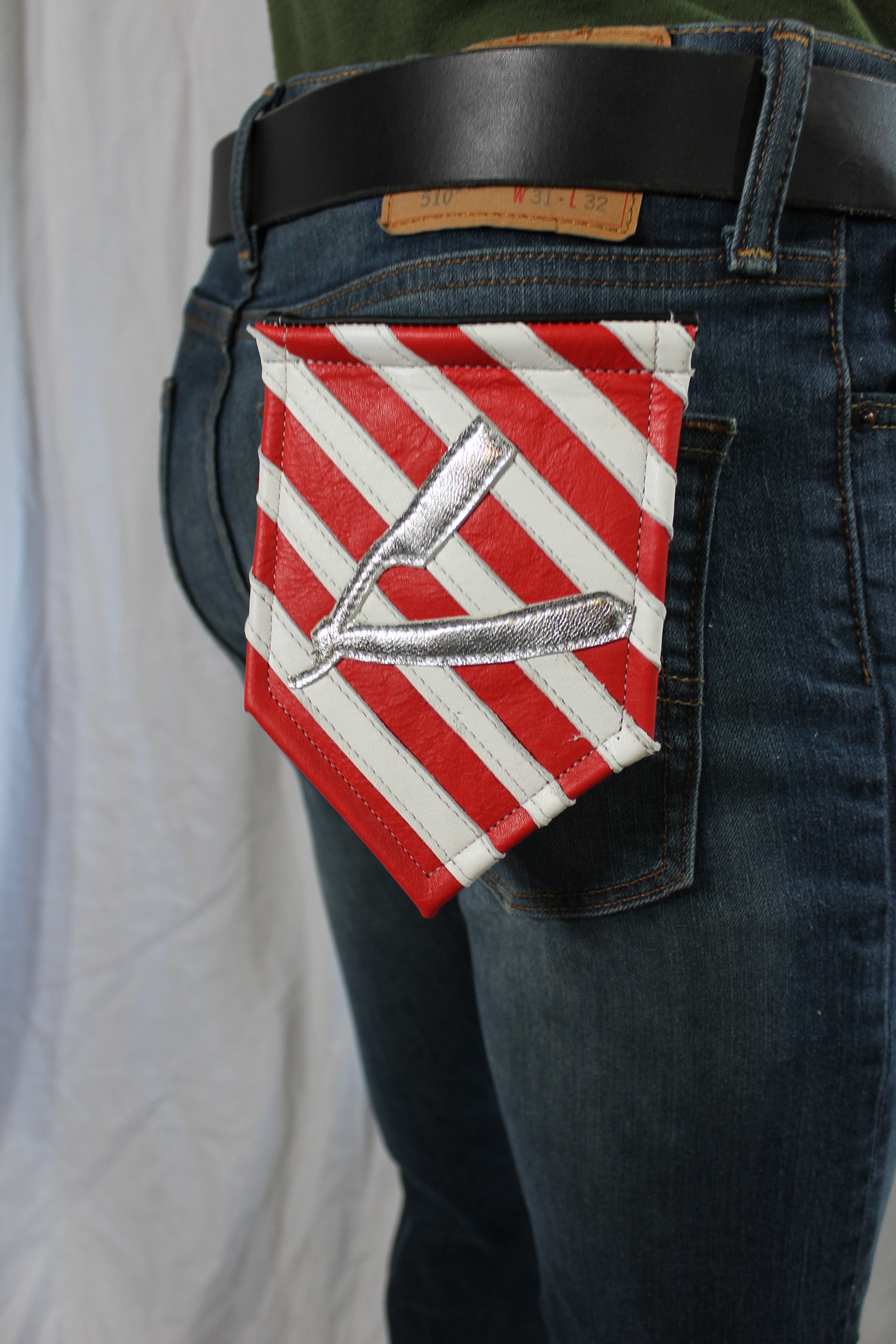 Metallic Leather Barber Fetish Pocket Flags