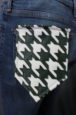 Houndstooth Pocket Flag in Leather