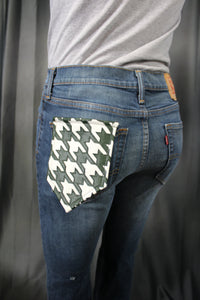 Houndstooth Pocket Flag in Leather