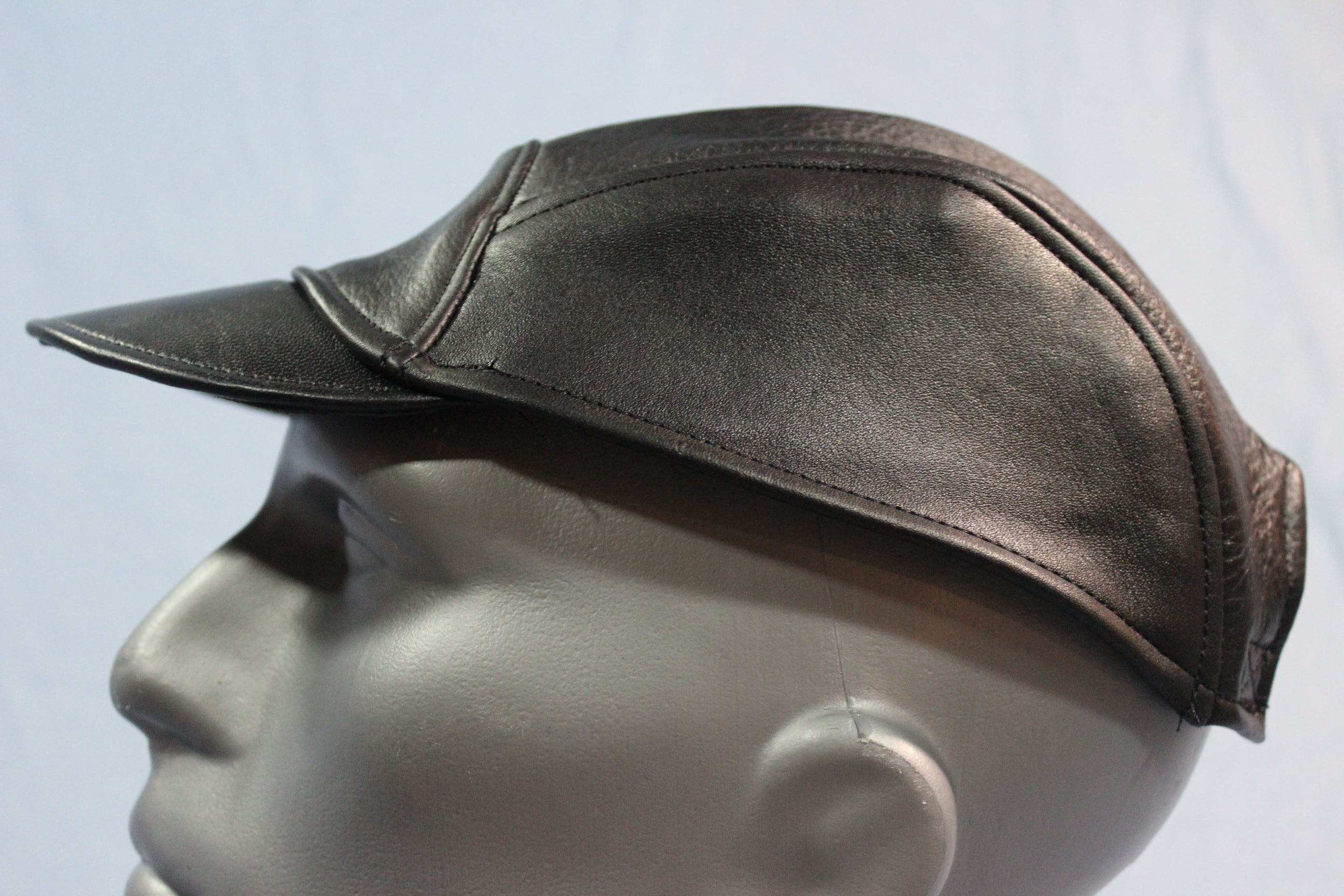 Short Brim Leather Baseball Cap