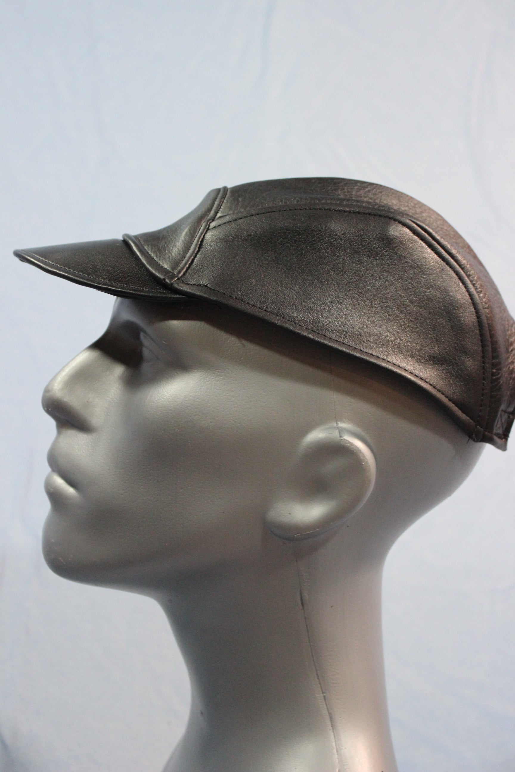 Short Brim Leather Baseball Cap