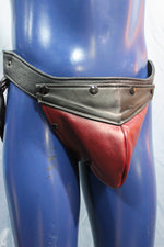 Black Leather Jockstrap with Burgundy Interchangeable Codpiece