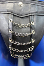 Black Leather Chain Front Jock