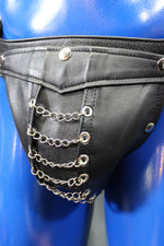 Black Leather Chain Front Jock