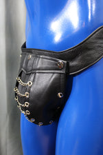 Black Leather Chain Front Jock