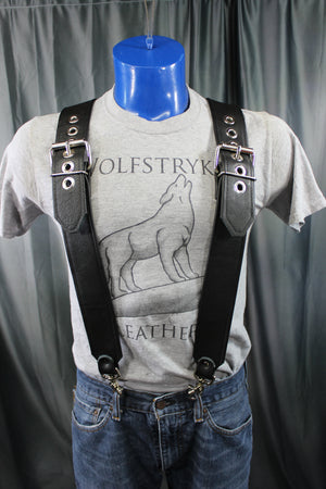 Our Back to Basics Black DOUBLE WIDE Convertable Leather Suspenders!