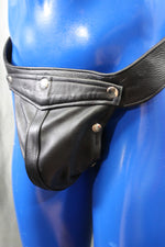 Black Leather Jock with built in Cockring